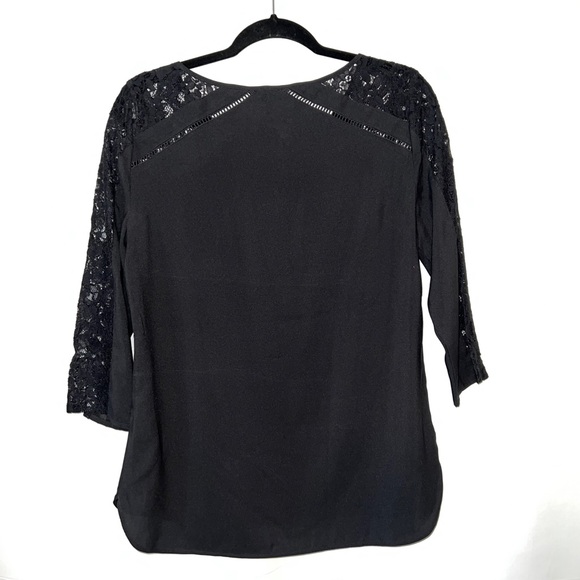 NWT Express Black Blouse with Lace - Picture 2 of 2